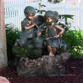 grandes sculptures en plein air métal artisanat garçon et fille bronze sculptures